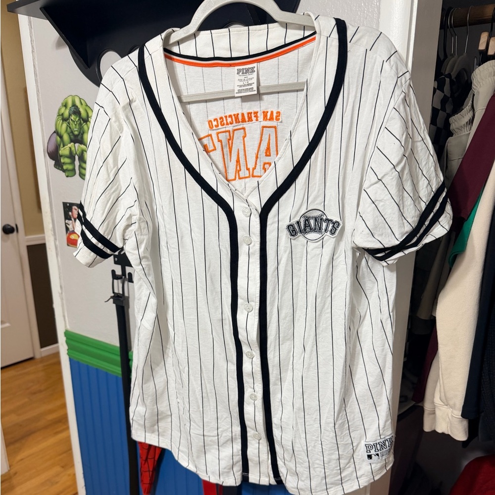 PINK Victoria's Secret Black and White Striped Jersey